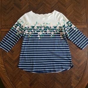 Croft & Barrow 3/4 length sleeves, stripes, floral